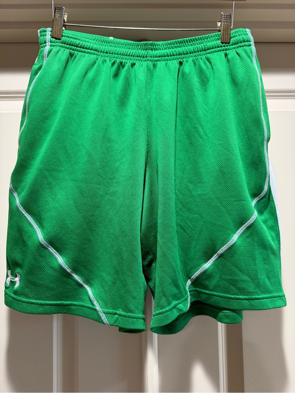 Under Armour Bright Green Women’s Athletic Shorts with White Piping